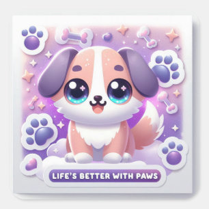 Kawaii Puppy Life’s Better with Paws Cute Dog Square Sticker