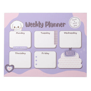 Kawaii Puppy Weekly Planner Notepad