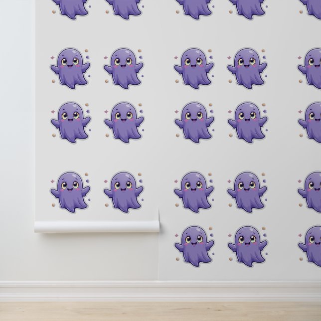 Kawaii Purple Ghost Wallpaper Cute Spooky Wall Art (Application)