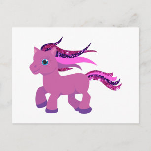 kawaii purple pony postcard
