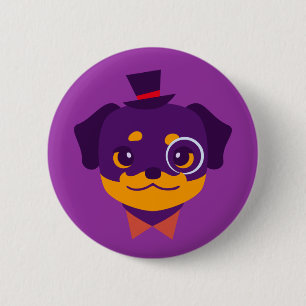 Kawaii Purple Rottweiler Puppy 6 Cm Round Badge