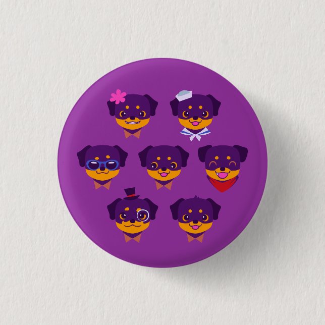 Kawaii Purple Rottweiler Puppy Pattern 3 Cm Round Badge (Front)