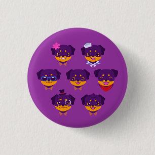 Kawaii Purple Rottweiler Puppy Pattern 3 Cm Round Badge