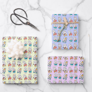 Kawaii Rabbit Pattern Wrapping Paper Bundle for Bi