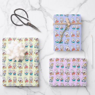 Kawaii Rabbit Pattern Wrapping Paper Bundle for Bi