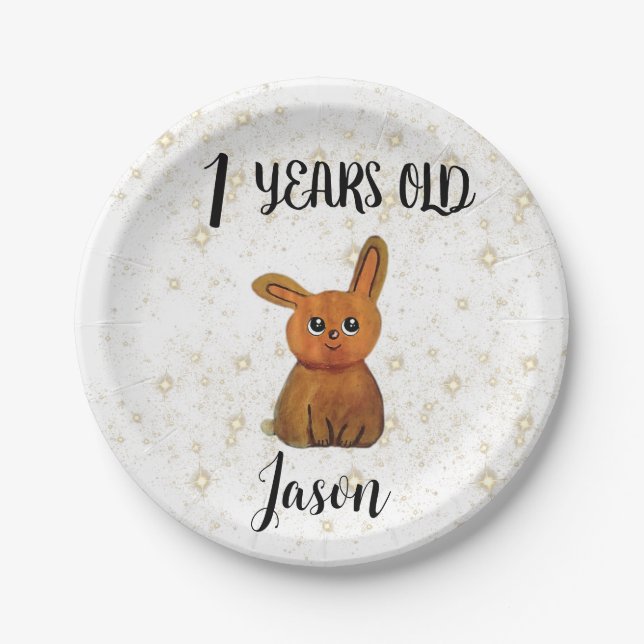 Kawaii Rabbit Spring Pastel Illustration Paper Plate (Front)