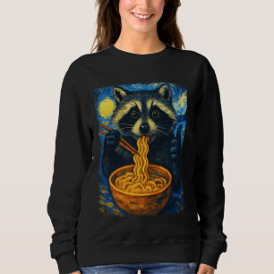 Kawaii Raccoon Eating Ramen Funny Japanese Noodles Sweatshirt