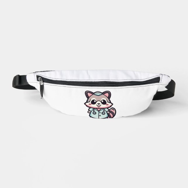 Kawaii Racoon as a Nurse  Bum Bags (Front)