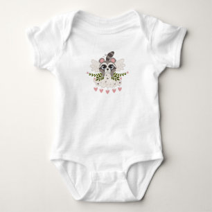 Kawaii Racoon Girl for Valentine's Day Baby Bodysuit