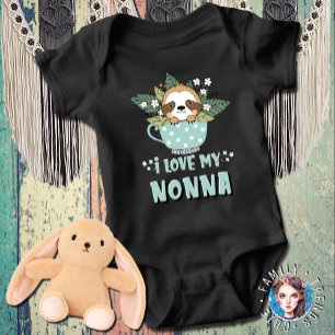 Kawaii Racoon I Love My Nonna Baby Bodysuit