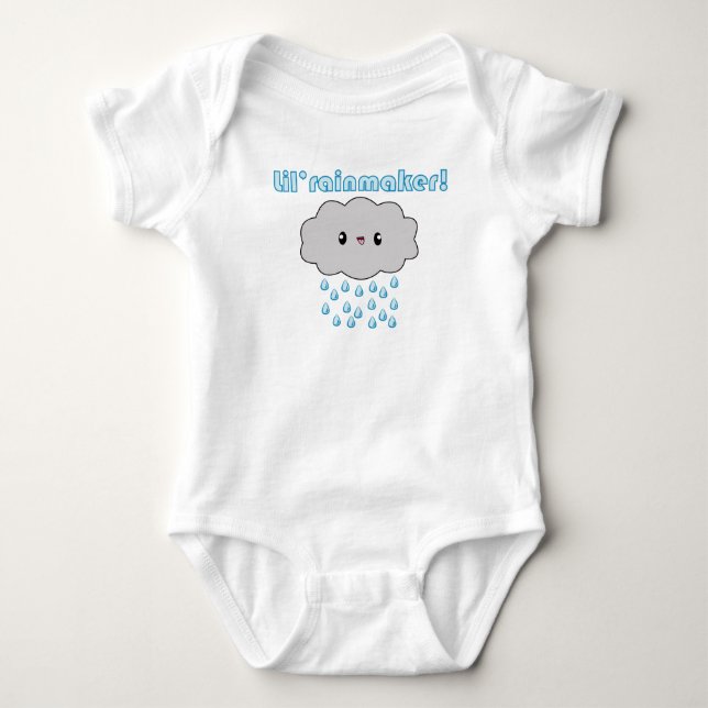 Kawaii Rain Cloud Lil Rainmaker (blue version)! Baby Bodysuit (Front)