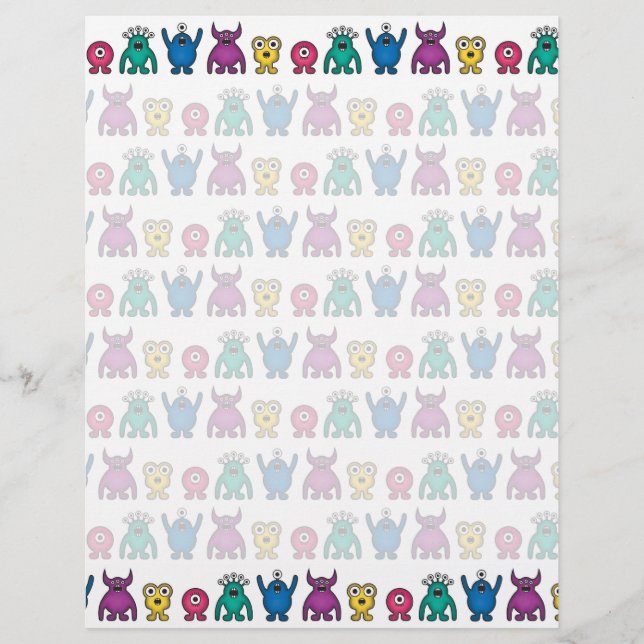 Kawaii Rainbow Alien Monsters Pattern (Front)