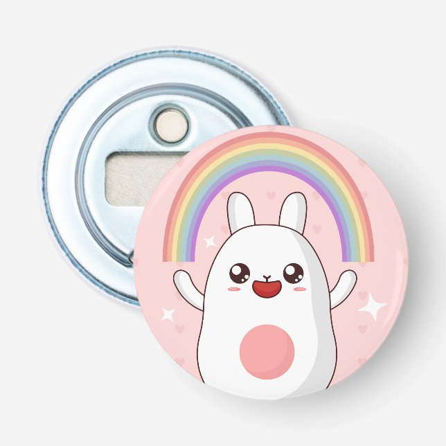 Kawaii rainbow clipart bottle opener (Front)