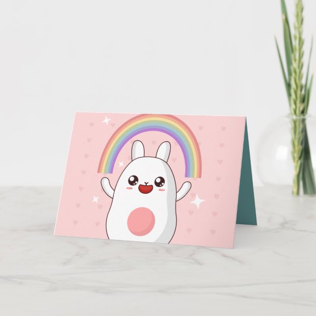 Kawaii rainbow clipart card (Front)