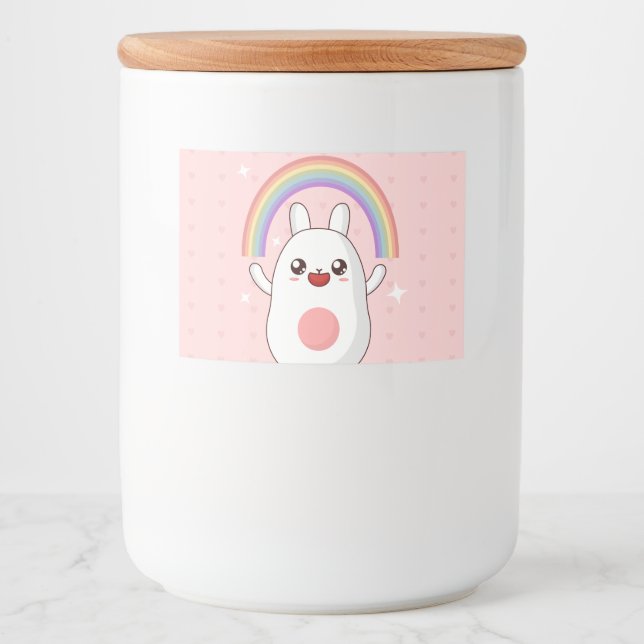 Kawaii rainbow clipart food label (Front)
