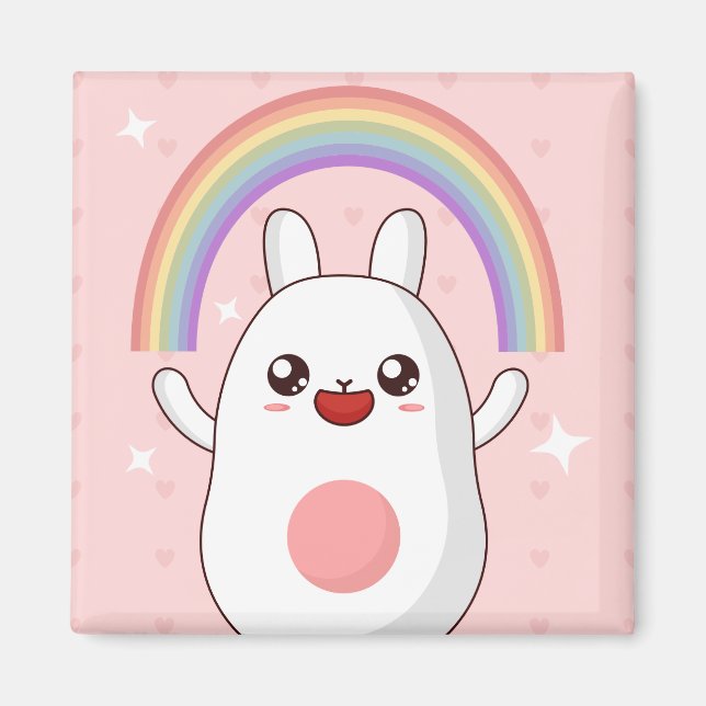 Kawaii rainbow clipart magnet (Front)