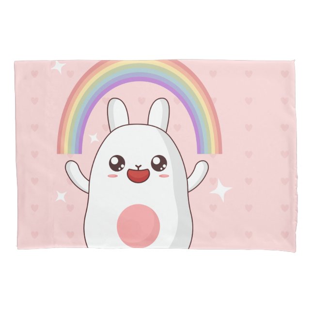 Kawaii rainbow clipart pillowcase (Front)