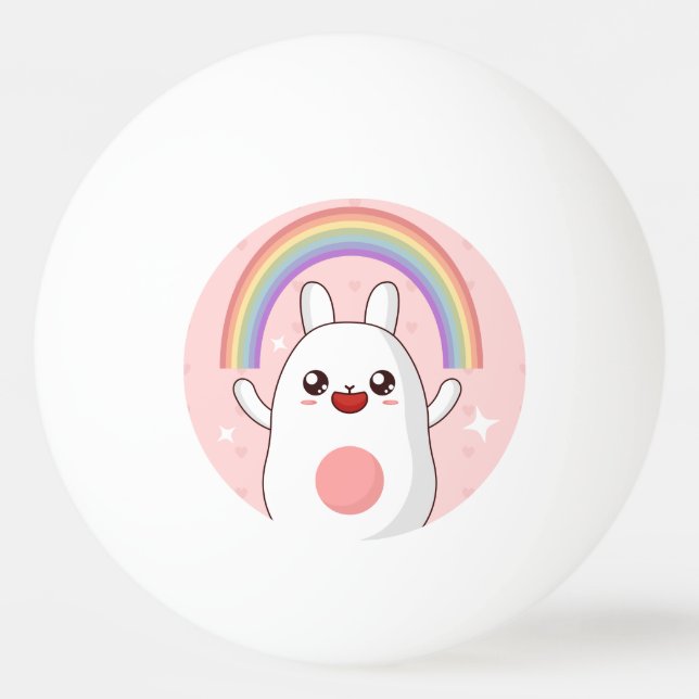 Kawaii rainbow clipart ping pong ball (Front)