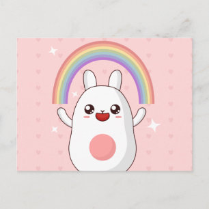 Kawaii rainbow clipart postcard