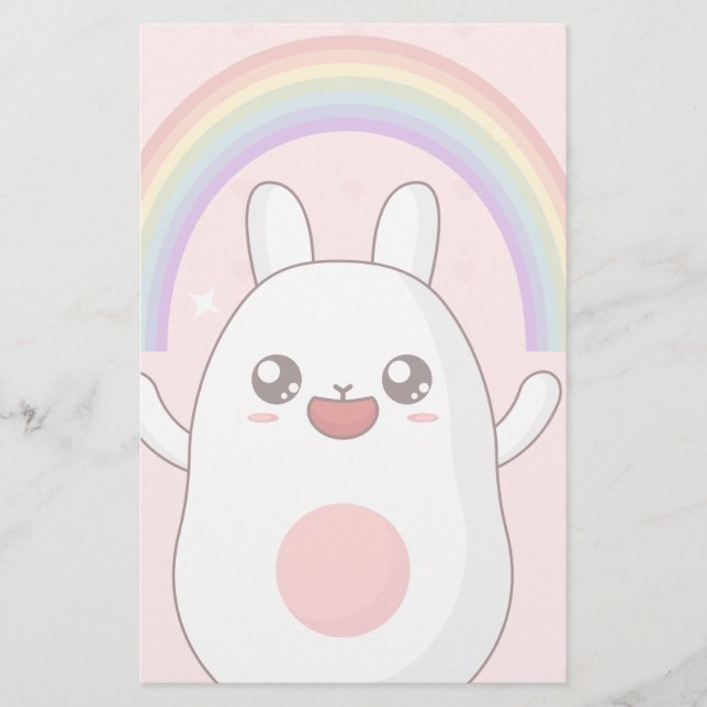 Kawaii rainbow clipart stationery (Front)