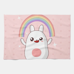 Kawaii rainbow clipart tea towel