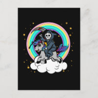 Kawaii Rainbow Grim Reaper riding Unicorn