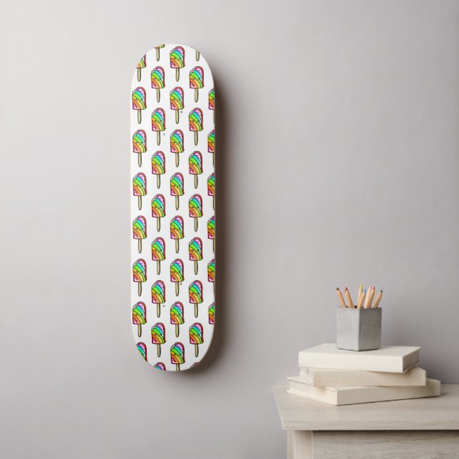 Kawaii Rainbow Ice Cream Skateboard (Wall Art)