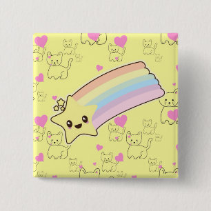 Kawaii rainbow kittens pattern so cute. So Kawaii 15 Cm Square Badge