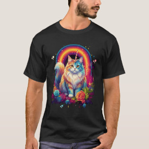 Kawaii Rainbow Kitty Caticorn Mainecoon Cat Unicor T-Shirt