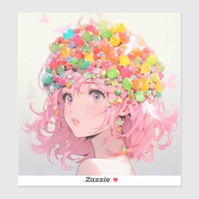 Kawaii Rainbow Pastel Candy Mushroom Anime Girl (Sheet)