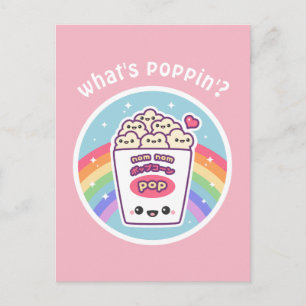 Kawaii Rainbow Popcorn Postcard