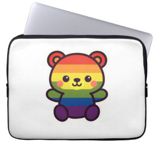 Kawaii Rainbow Teddy – A Cute LGBTQ+ Pride Plush Laptop Sleeve