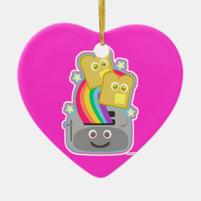 Kawaii Rainbow Toast Ceramic Tree Decoration (Front)