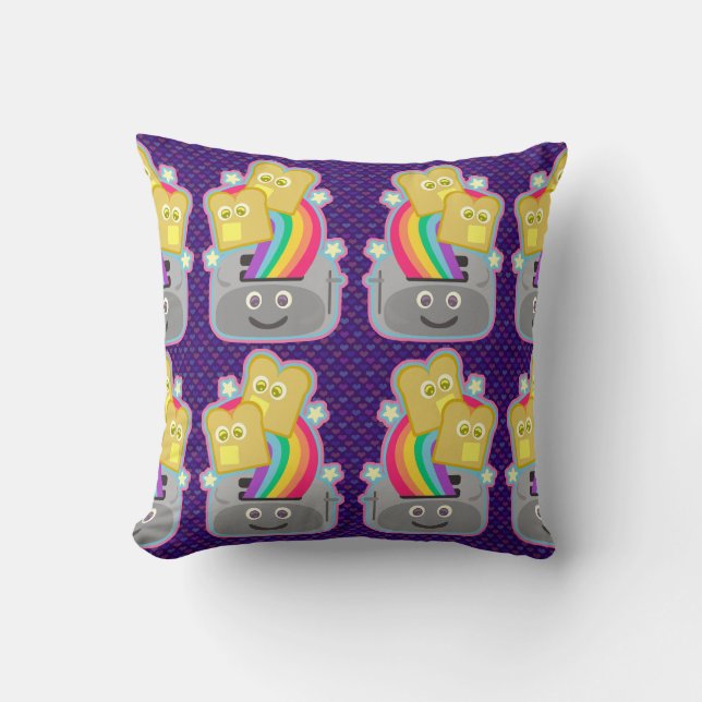 Kawaii Rainbow Toast Pattern Cushion (Front)
