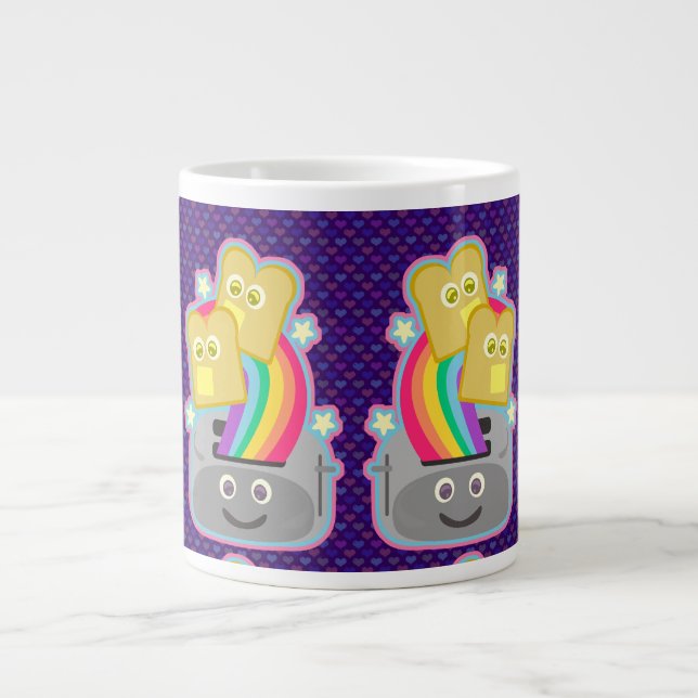 Kawaii Rainbow Toast Pattern Large Coffee Mug (Front)