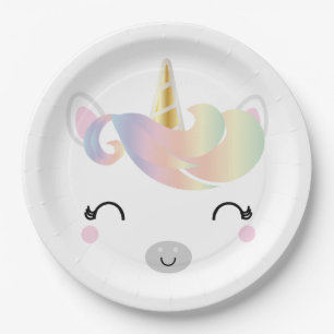 kawaii rainbow unicorn BIRTHDAY PARTY paper plate