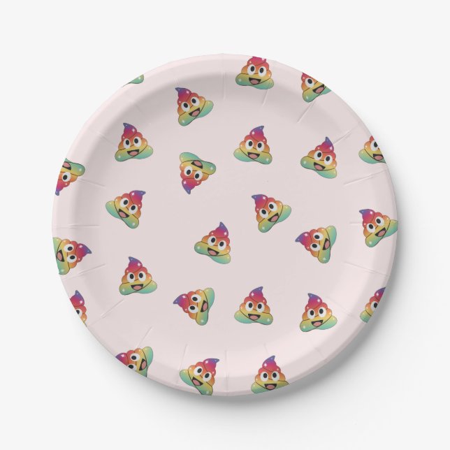 kawaii Rainbow unicorn poop emoji magical poop Paper Plate (Front)