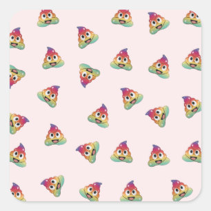 kawaii Rainbow unicorn poop emoji magical poop Square Sticker