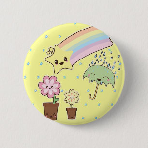 Kawaii rainbow weather pattern so cute 6 cm round badge