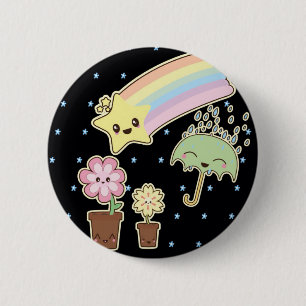 Kawaii rainbow weather pattern so cute 6 cm round badge
