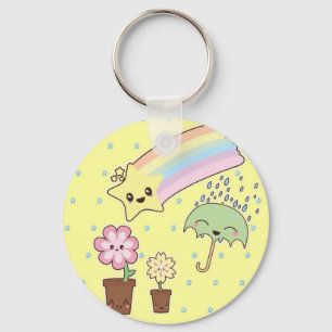 Kawaii rainbow weather pattern so cute key ring