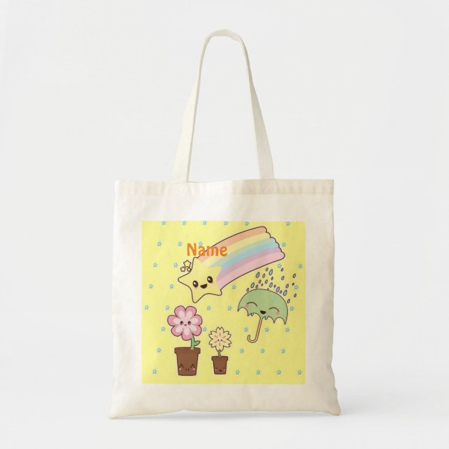 Kawaii rainbow weather pattern so cute tote bag (Front)