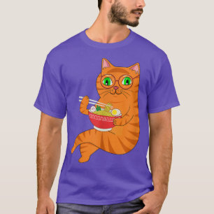 Kawaii Ramen Anime Cat Eating Japanese Noodles T-Shirt