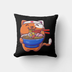 Kawaii Ramen Cat Anime Japanese Food Girls Teenage Cushion