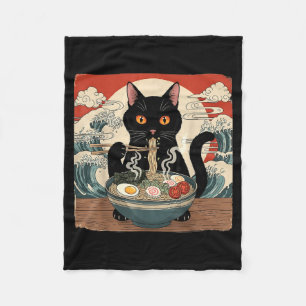 Kawaii Ramen Cat Anime Japanese Noodles Food Wave Fleece Blanket