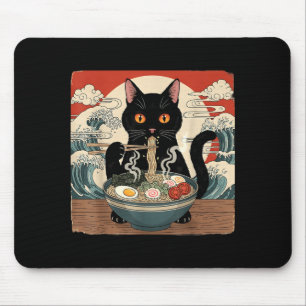 Kawaii Ramen Cat Anime Japanese Noodles Food Wave  Mouse Mat