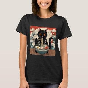 Kawaii Ramen Cat Anime Japanese Noodles Food Wave  T-Shirt