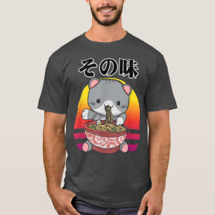 Kawaii Ramen Cat Eating Noodles Anime Manga Cat  T-Shirt