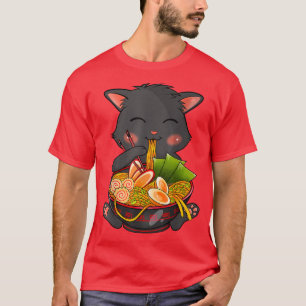 Kawaii Ramen Cat, Japanese Neko Noodle Funny Anime T-Shirt