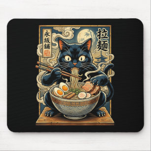 Kawaii Ramen Cat Vintage Japanese Funny Retro Mouse Mat